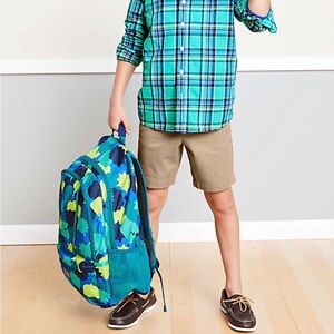 Lands End Boys Chino 100% Cotton Cadet Uniform Shorts - Light Beige - Size 12